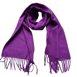 Perfect Match 100% Cashmere Scarf w Fringe Rectangle Solid Purple Mongolia